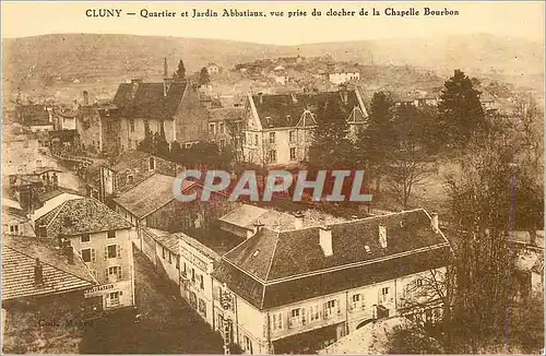 Cartes postales Cluny quartier et jardin abbatiaux vue prise du clocher de la chapelle bourbon