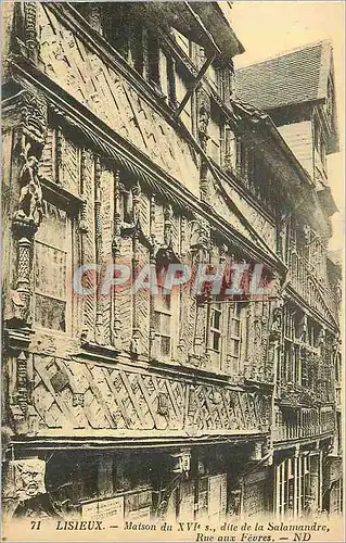 Cartes postales 71 lisieux maison du xvi s dite de la salamandre rue aux fevres
