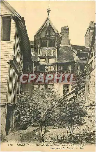 Cartes postales 113 lisieux manoir de la salamandre (xvi s) vue vers la cour