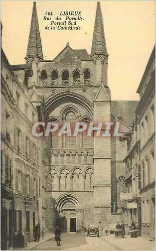 Cartes postales 504 lisieux rue du paradis portail sud de la cathedrale