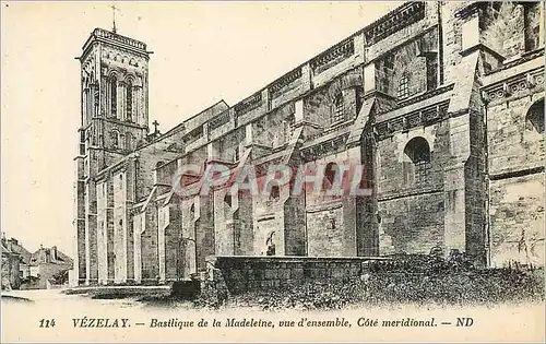 Cartes postales 114 vezelay basilique de la madeleine vue d ensemble cote meridional