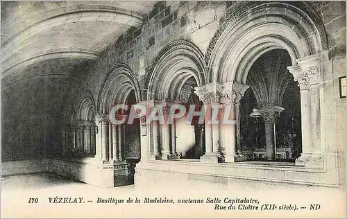 Cartes postales 170 vezelay basilique de la madeleine ancienne salle capitulaire rue du cloitre (xii s)