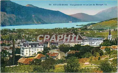Cartes postales 94 aix les bains vue generale et le lac du bourget