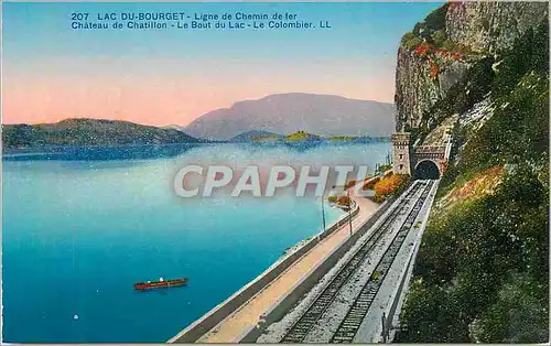 Cartes postales 207 lac du bourget ligne de chemin de fer chateau de chatillon le bout du lac le colombier