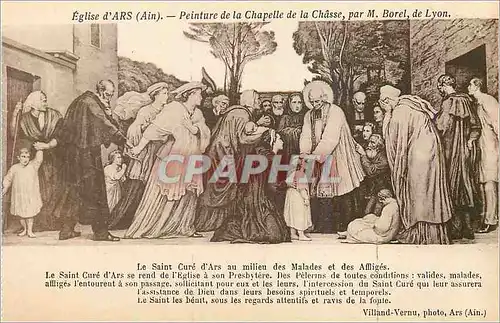 Cartes postales Eglise d ars(ain) peinture de la chapelle de la chasse par m borel de lyon