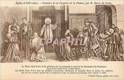 Cartes postales Eglise d ars(ain) peinture de la chapelle de la chasse par m borel de lyon