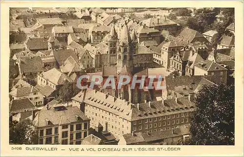 Cartes postales 5498 guebwiller vue a vol d oiseau sur l eglise st leger