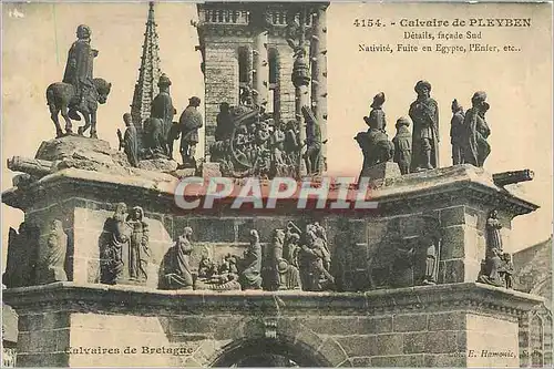 Cartes postales 4154 calvaire de pleyben details facade sud