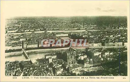 Cartes postales 103 lyon vue generale prise de l ascenseur de la tour de fourviere