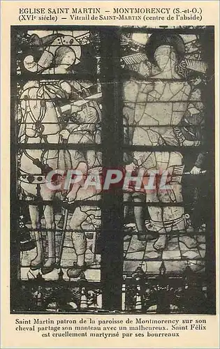 Cartes postales Eglise saint martin montmorency (s et o) (xvi siecle) vitrail de saint martin (centre de l absid