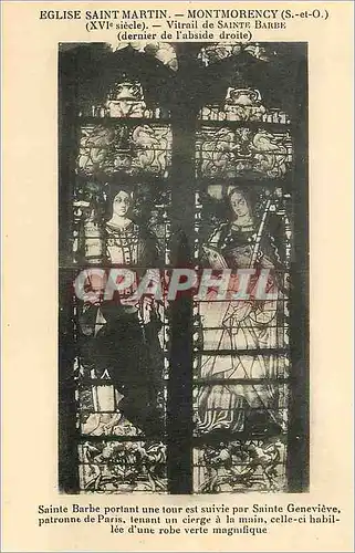 Cartes postales Eglise saint martin montmorency (s et o) (xvi siecle) vitrail de sainte barbe (dernier de l absi
