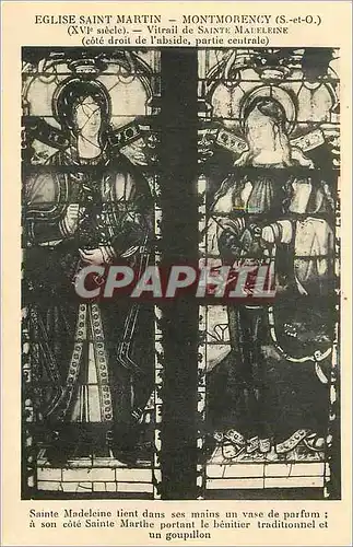 Cartes postales Eglise saint martin montmorency (s et o) (xvi siecle) vitrail de sainte madeleine (cote droit de