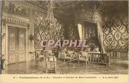 Cartes postales 46 fontainebleau (s et m) chambre a coucher de marie antoinette