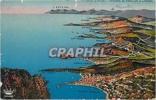 Ansichtskarte AK Cote d azur panorama de menton a cannes