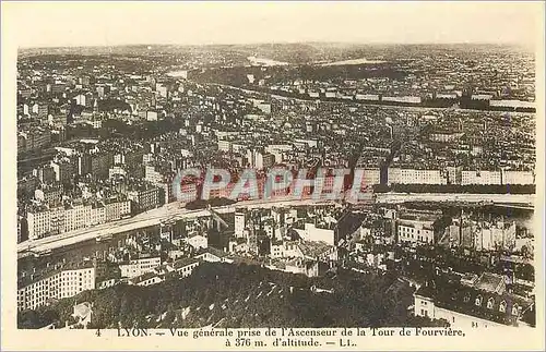 Ansichtskarte AK 4 lyon vue generale prise de l ascenseur de la tour de fourviere a 376m d altitude