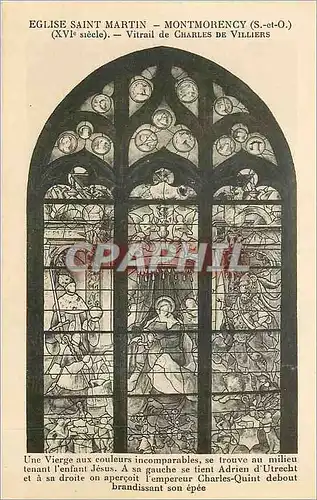 Cartes postales Eglise saint martin montmorency (s et o) (xvi siecle) vitrail de charles de villiers