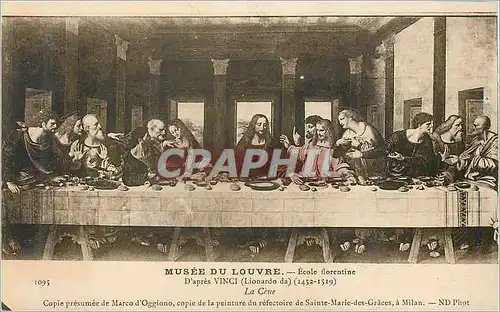 Cartes postales Musee du louvre ecole florentine 1995 d apres vinci  (lionardo da) (1452 1519) la cene Leonard d
