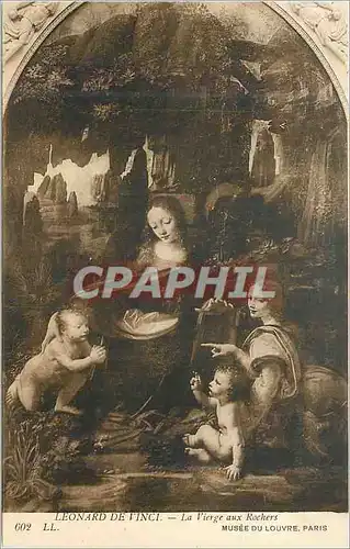 Cartes postales Leonard de vinci la vierge aux rochers 602 musee du louvre paris