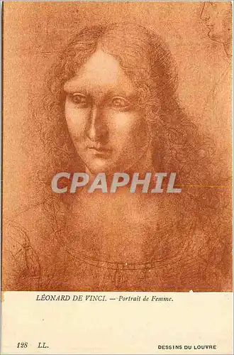 Cartes postales Leonard de vinci portrait de femme 128 dessins du louvre