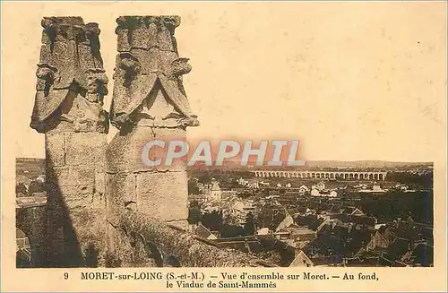 Ansichtskarte AK 9 moret sur loing (s et m) vue d ensemble sur moret au fond le viaduc de saint mammes