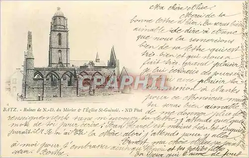 Cartes postales Batz ruines de n d du murier de l eglise st guenole (carte 1900)