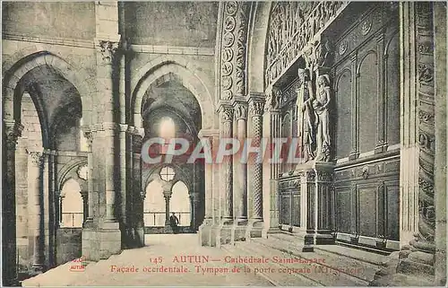 Ansichtskarte AK Autun Cathedrale Saint Lazare Facade occidentale Tympan de la porte centrale
