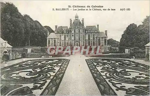 Cartes postales Chateaux de Calvados Balleroy Les jardins et le chateau vus de face