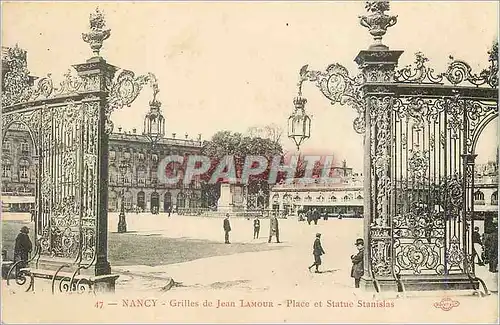 Cartes postales Nancy Grilles de Jean Lamoure Place et Statue Stanislas
