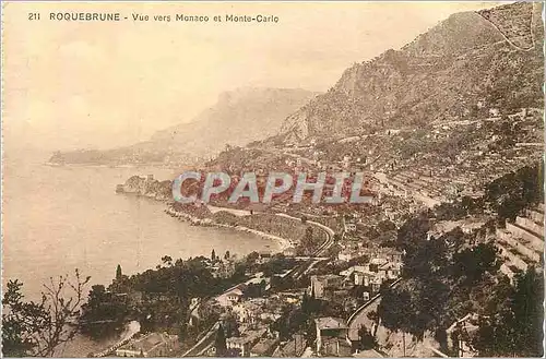 Cartes postales Roquebrune Vue vers Monaco et Monte Carlo