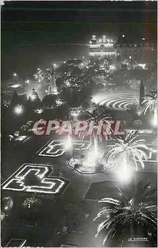 Moderne Karte Nice la nuit Effets de lumiere dans les Jardins Albert 1er