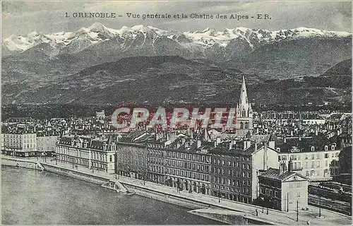 Cartes postales Grenoble Vue generale et la Chaine des Alpes