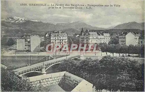 Cartes postales Grenoble Le Jardin des Dauphins Perspective sur la ville prise de la Terrasse Dolle