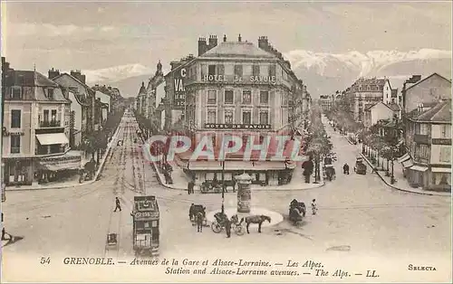 Cartes postales Grenoble Avenues de la Gare et Alsace Lorraine Les Alpes Tramway