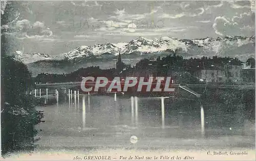 Ansichtskarte AK Grenoble Vue de nuit sur la Ville et les Alpes