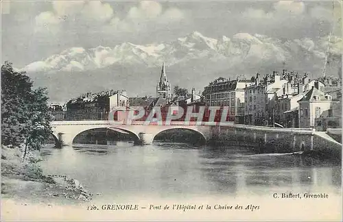 Cartes postales Grenoble Pont de l Hopital et la Chaine des Alpes