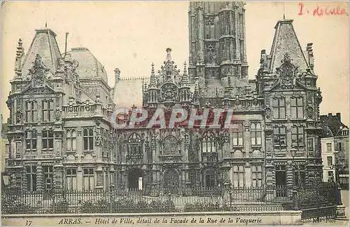 Cartes postales Arras Hotel de Ville detail de la Facade de la RUe de la Vacquerie