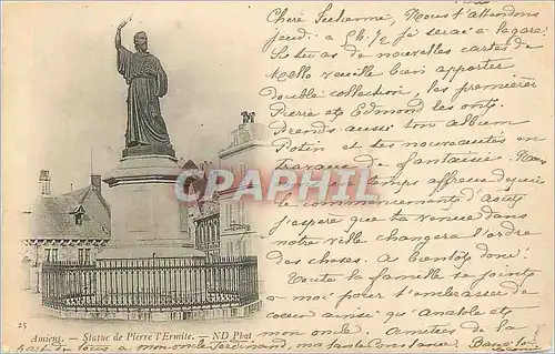 Cartes postales Amiens Statue de Pierre l Ermite (carte 1900)
