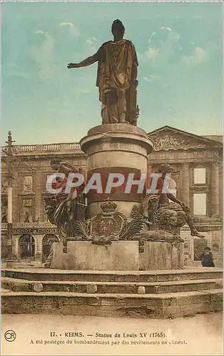 Cartes postales Reims Statue de Louis A ete protegee du bombardement