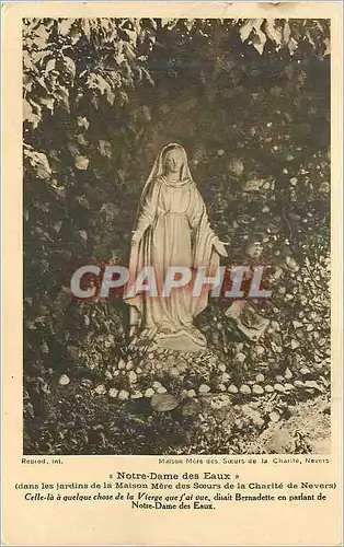 Cartes postales Notre Dame des Eaux dans les jardins de la Maison Mere des Soeurs de la Charite de Nevers