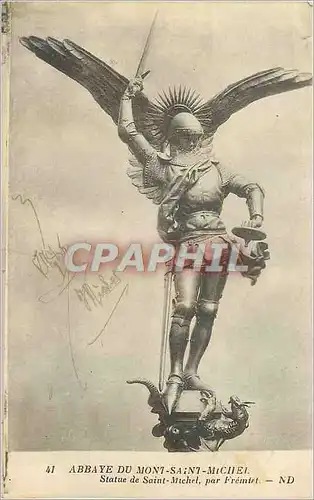 Cartes postales Abbaye du Mont Saint Michel Statue de Saint Michel