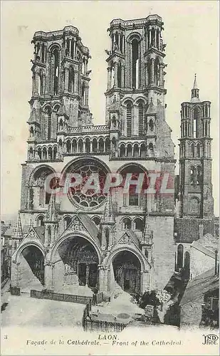 Cartes postales Laon Facade de la Cathedrale