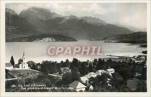 Moderne Karte Lac d Annecy Vue generale et massif de la Tournette