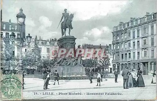 Cartes postales Lille Place Richebe Monument Faidherbe