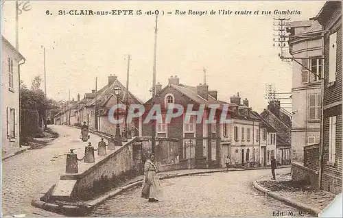 Cartes postales St Clair sur Epte S et O Rue Rouget de l Isle centre et rue Gambetta