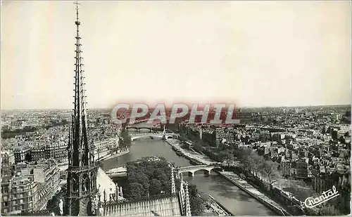 Moderne Karte Paris La Fleche de Notre Dame et la Seine