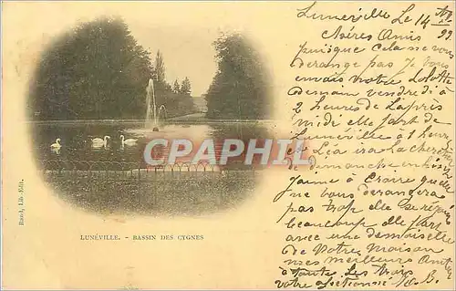 Cartes postales Luneville Bassin des Cygnes (carte 1900)