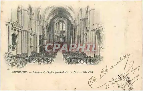 Cartes postales Bordeaux Interieur de l'Eglise Saint Endre La Nef (carte 1900)
