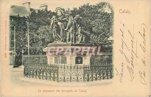 Cartes postales Calais Le Monument des Bourgeois de Calais (carte 1900)