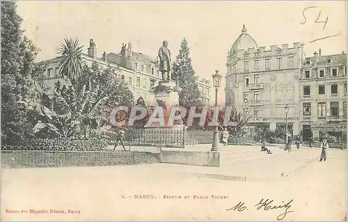 Cartes postales Nancy La Statue et Place Thiers (carte 1900)
