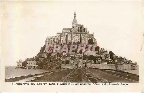 Ansichtskarte AK Abbaye du Mont Saint Michel Vue Generale (Face Sud) a Maree Basse